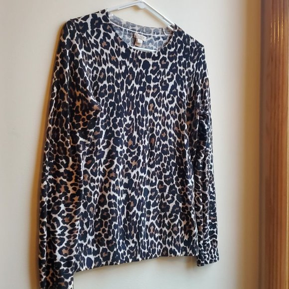 J. Crew Animal Print Crew Neck Sweater Size Small - Picture 4 of 16